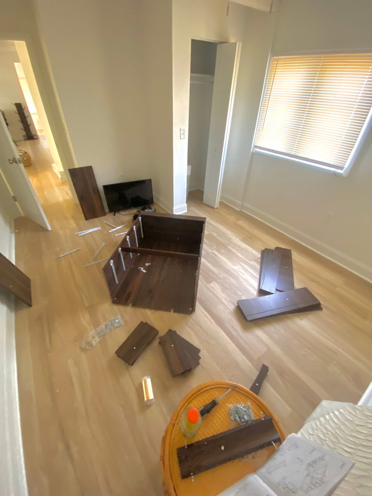 Furniture assembly in progress by Flourish Home Services in Tampa Bay