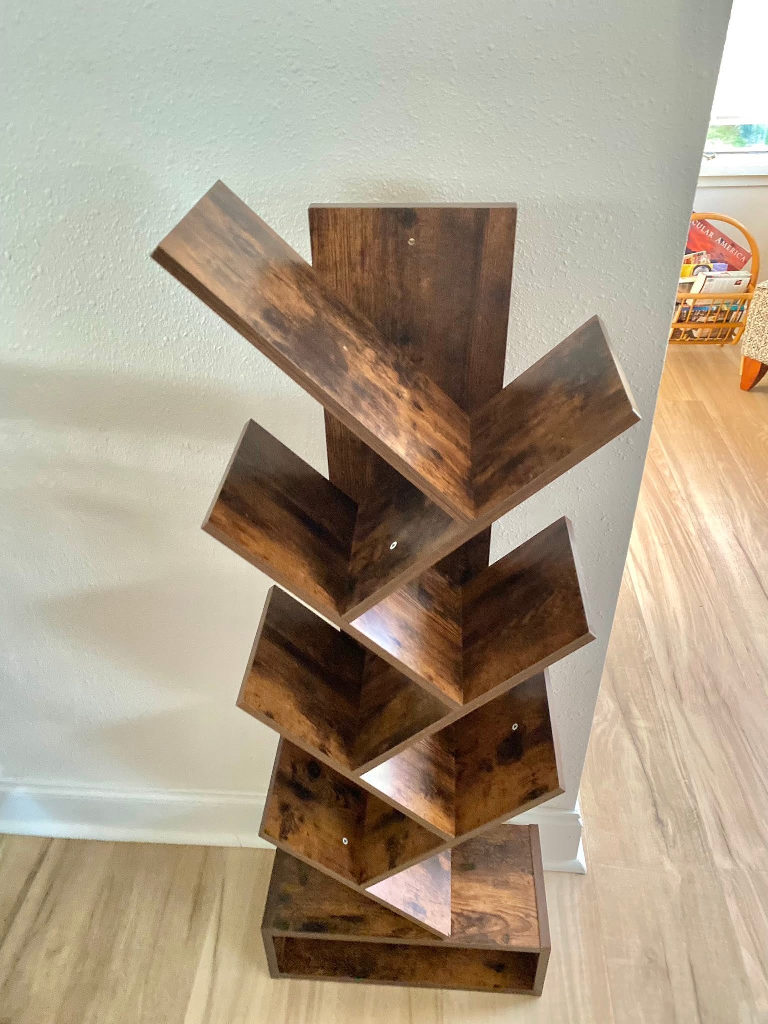 Completed wood display shelf assembly by Flourish Home Services