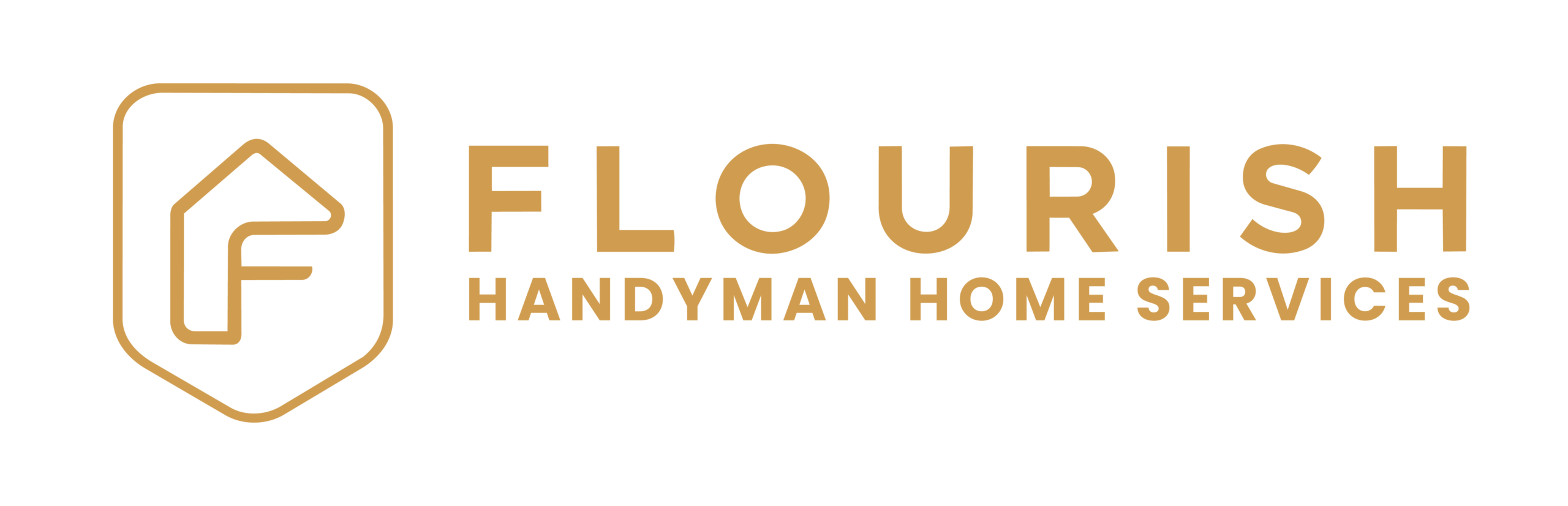Flourish Handyman Home Services gold horizontal logo